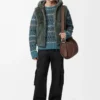 Gilet in shearling verde kaki