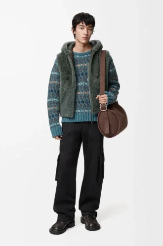Gilet in shearling verde kaki