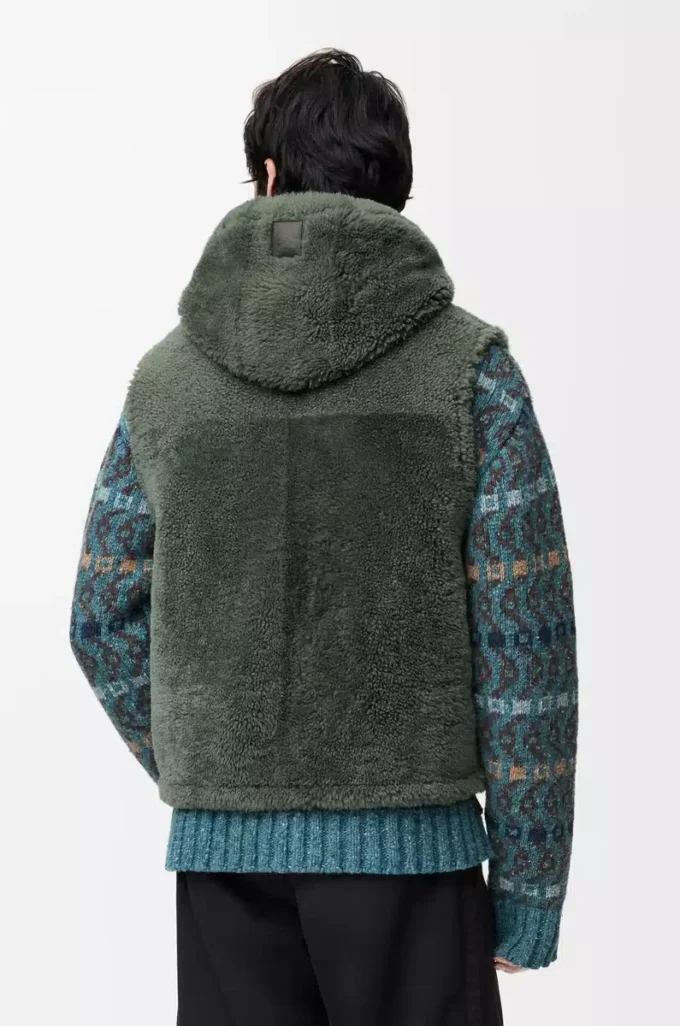 Gilet in shearling verde kaki
