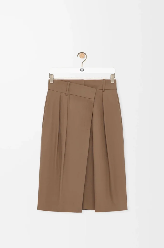 Gonna a portafoglio in cotone Beige