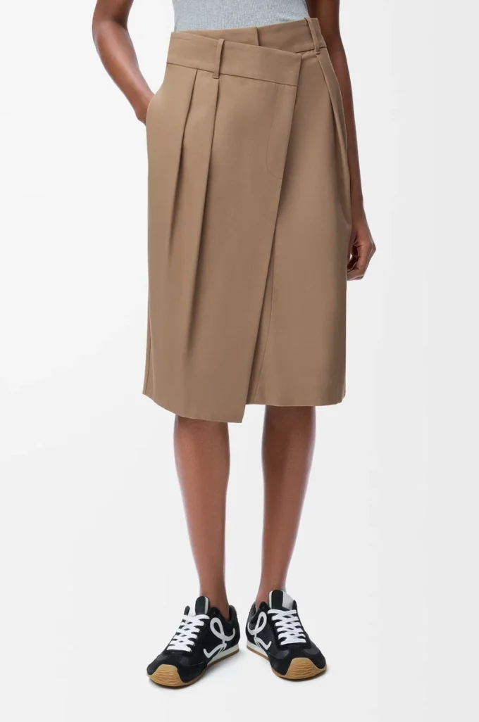 Gonna a portafoglio in cotone Beige