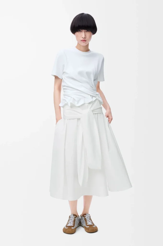 Gonna a portafoglio in cotone Bianco