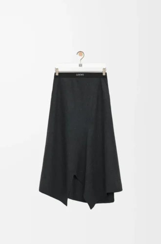 Gonna asimmetrica in lana e cashmere Charcoal Melange