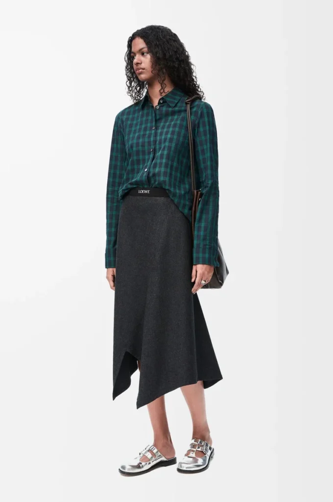 Gonna asimmetrica in lana e cashmere Charcoal Melange Gonna asimmetrica in lana e cashmere Charcoal Melange