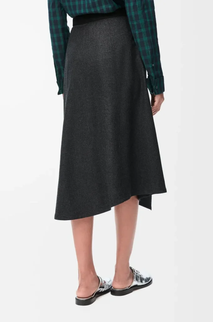Gonna asimmetrica in lana e cashmere Charcoal Melange Gonna asimmetrica in lana e cashmere Charcoal Melange