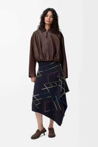 Gonna in lana blu navy scuro
