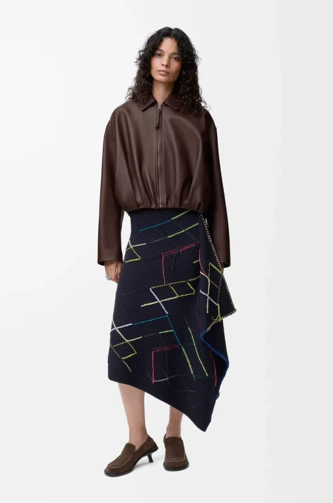 Gonna in lana blu navy scuro