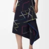 Gonna in lana blu navy scuro