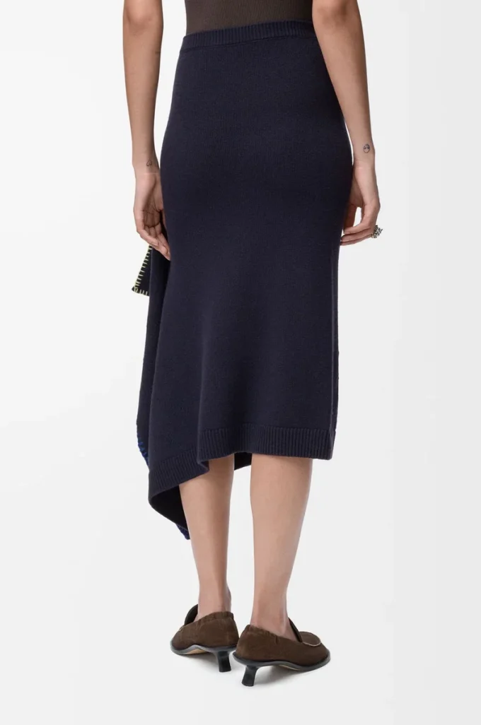 Gonna in lana blu navy scuro