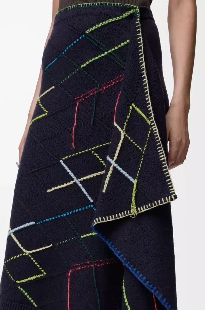 Gonna in lana blu navy scuro