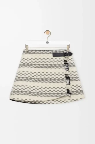 Gonna in misto lana jacquard Nero/Bianco