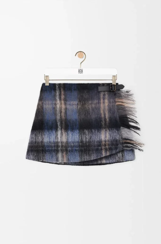 Gonna in misto mohair e lana Blu/Multicolore