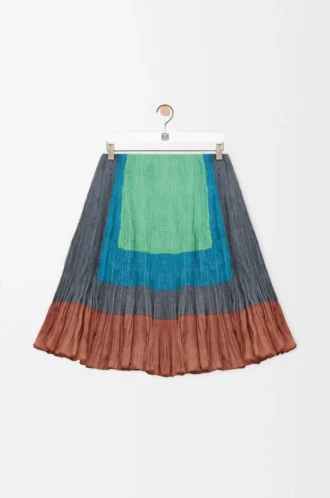 Gonna in misto seta Caramel/Verde brillante