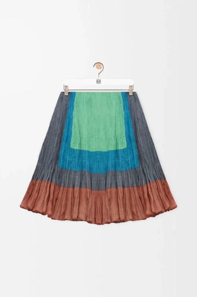 Gonna in misto seta Caramel/Verde brillante Gonna in misto seta Caramel/Verde brillante