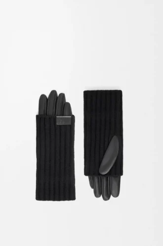 Guanti in cashmere e pelle di agnello nappa Nero