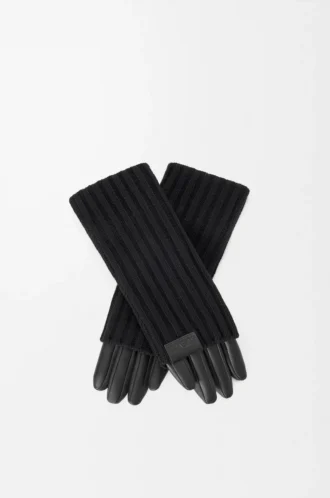 Guanti in cashmere e pelle di agnello nappa Nero