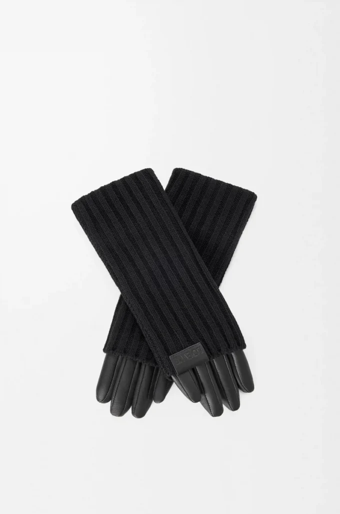 Guanti in cashmere e pelle di agnello nappa Nero Guanti in cashmere e pelle di agnello nappa Nero