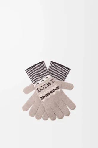 Guanti in misto lana Beige/Multicolore