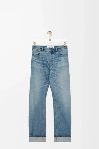 Jeans a gamba dritta in denim blu vintage