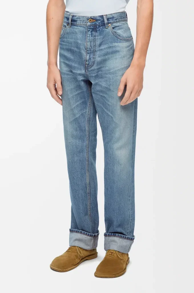 Jeans a gamba dritta in denim blu vintage Jeans a gamba dritta in denim blu vintage