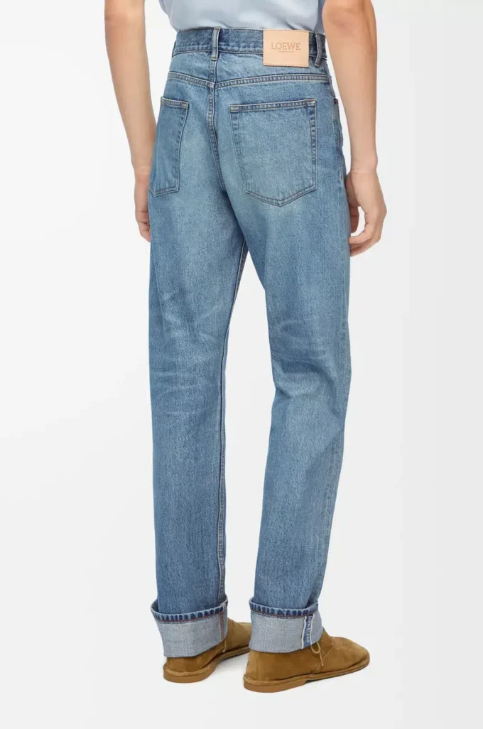 Jeans a gamba dritta in denim blu vintage Jeans a gamba dritta in denim blu vintage