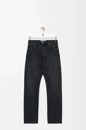 Jeans a gamba dritta in denim nero lavato