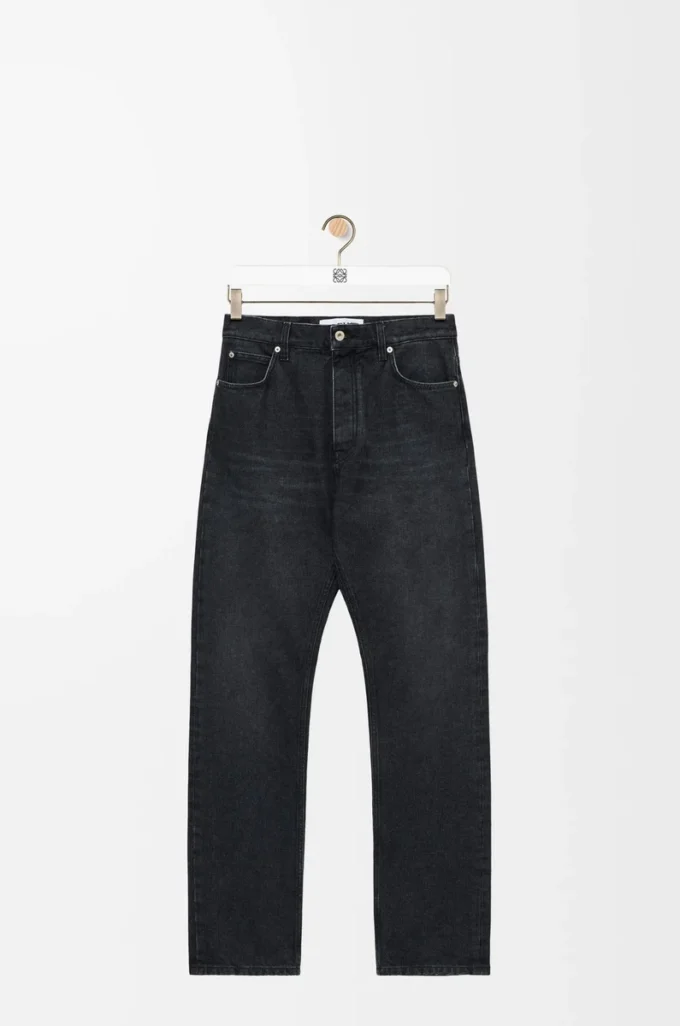 Jeans a gamba dritta in denim nero lavato