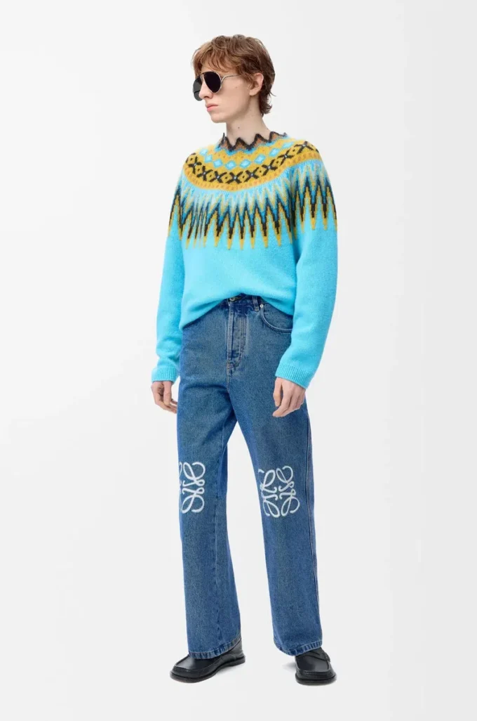 Jeans baggy Anagram in denim Denim blu medio
