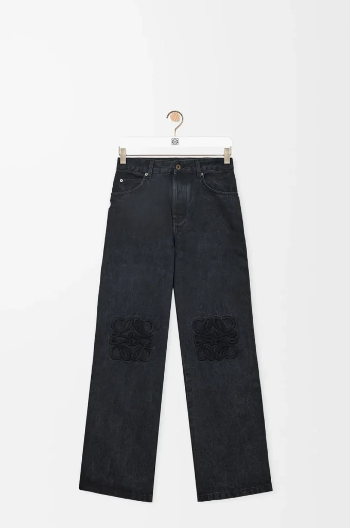 Jeans baggy Anagram in denim Nero