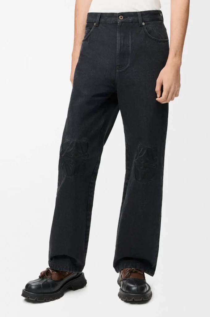 Jeans baggy Anagram in denim Nero