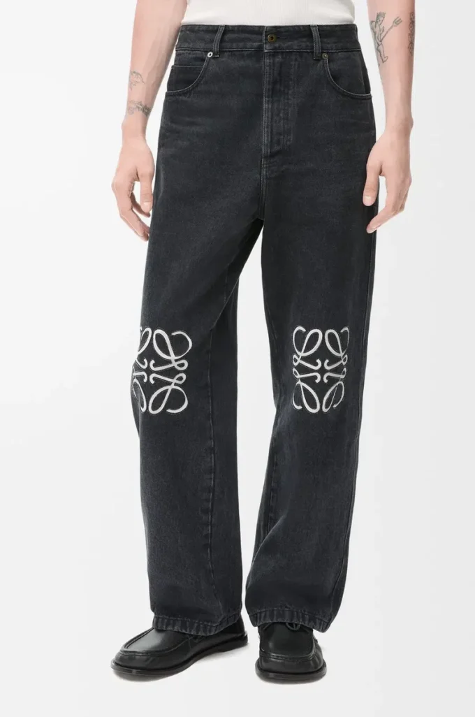 Jeans baggy Anagram in denim Nero