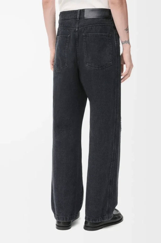 Jeans baggy Anagram in denim Nero