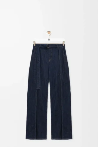 Jeans con cintura in denim blu indaco