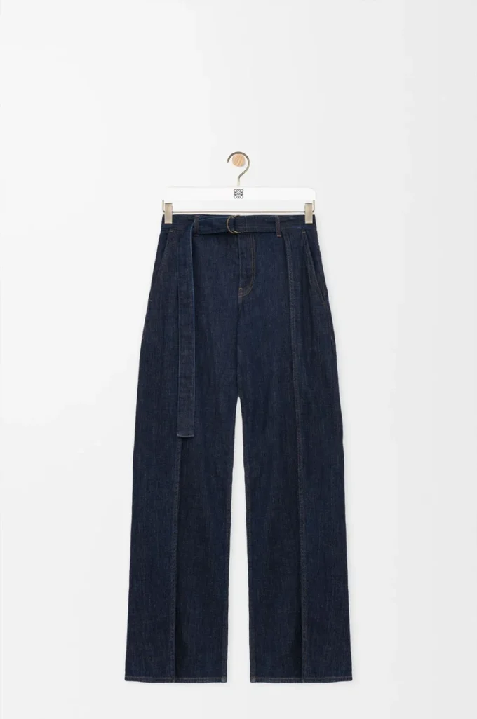 Jeans con cintura in denim blu indaco Jeans con cintura in denim blu indaco
