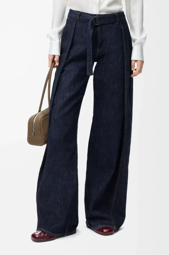 Jeans con cintura in denim blu indaco Jeans con cintura in denim blu indaco