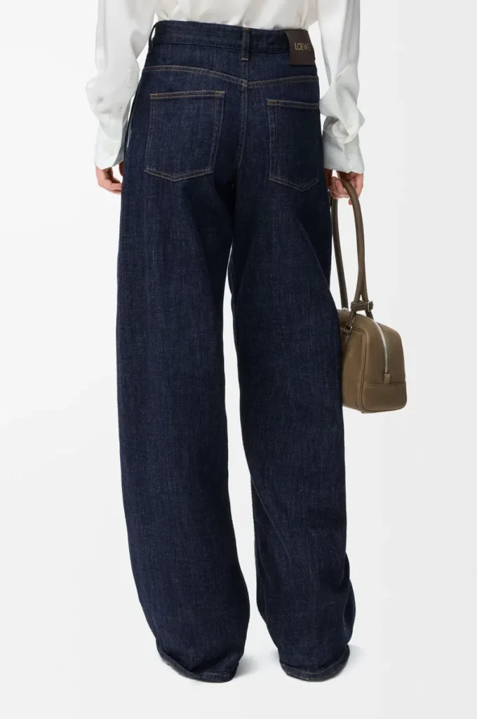 Jeans con cintura in denim blu indaco Jeans con cintura in denim blu indaco