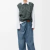 Jeans drappeggiati in denim blu indaco Jeans drappeggiati in denim blu indaco