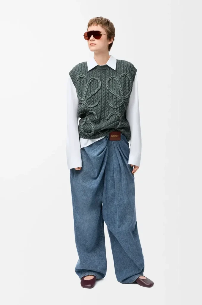Jeans drappeggiati in denim blu indaco Jeans drappeggiati in denim blu indaco