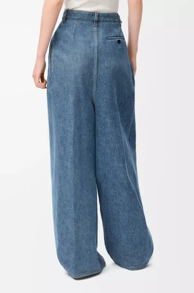 Jeans drappeggiati in denim blu indaco Jeans drappeggiati in denim blu indaco