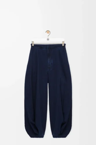 Jeans drappeggiati in denim Indaco scuro
