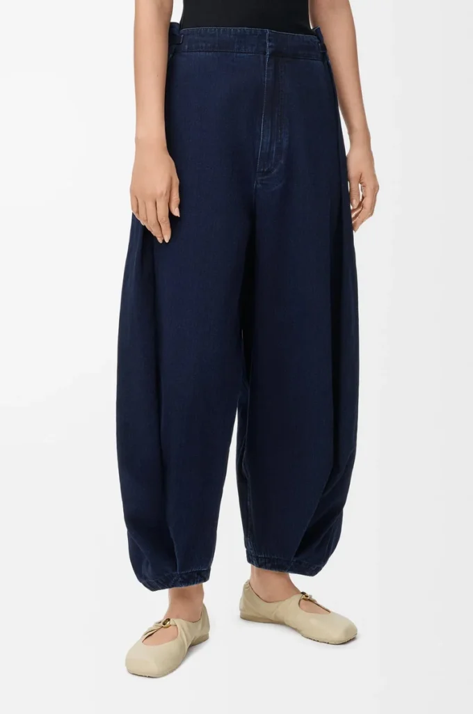 Jeans drappeggiati in denim Indaco scuro Jeans drappeggiati in denim Indaco scuro