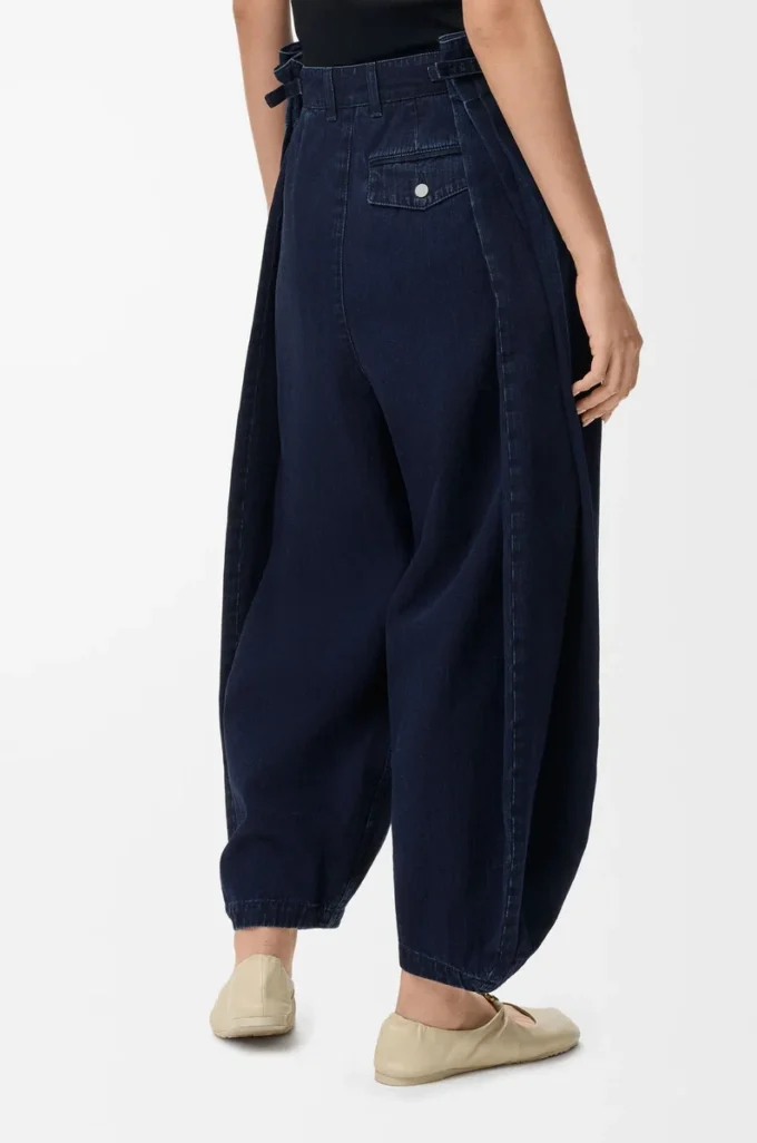 Jeans drappeggiati in denim Indaco scuro Jeans drappeggiati in denim Indaco scuro