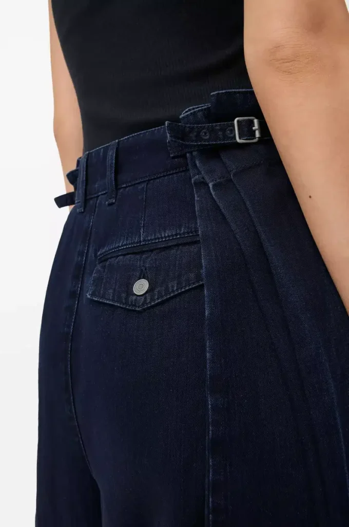 Jeans drappeggiati in denim Indaco scuro Jeans drappeggiati in denim Indaco scuro