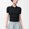 Maglia polo a maniche corte in cashmere e seta Nero Maglia polo a maniche corte in cashmere e seta Nero