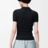 Maglia polo a maniche corte in cashmere e seta Nero Maglia polo a maniche corte in cashmere e seta Nero