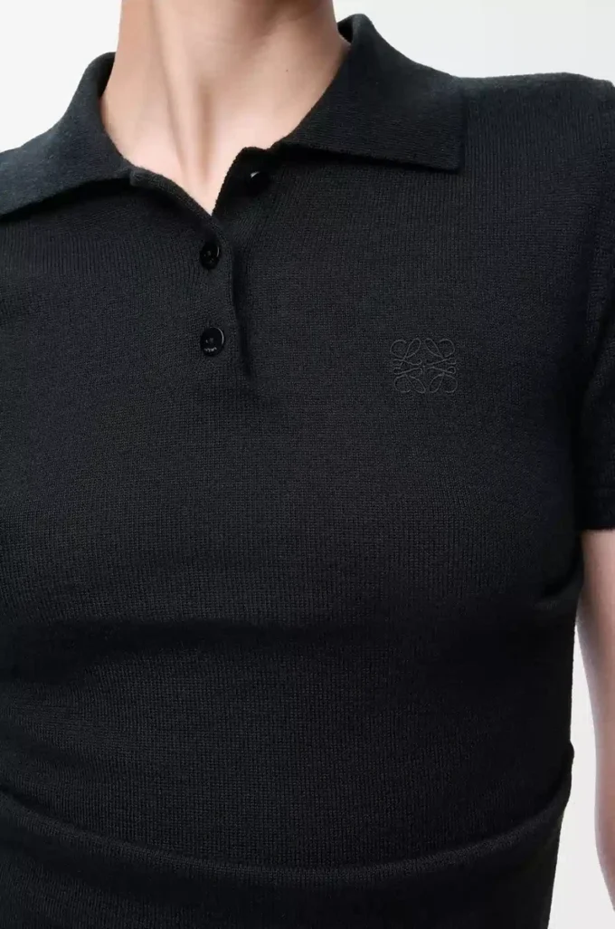 Maglia polo a maniche corte in cashmere e seta Nero Maglia polo a maniche corte in cashmere e seta Nero