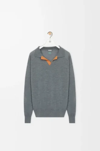 Maglia polo in lana Grigio