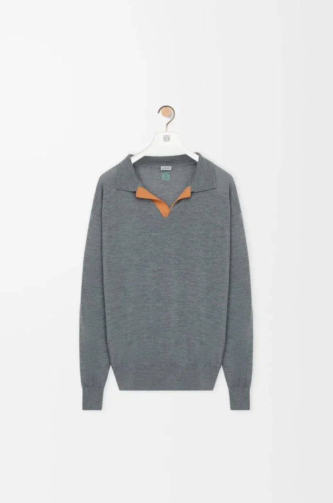 Maglia polo in lana Grigio