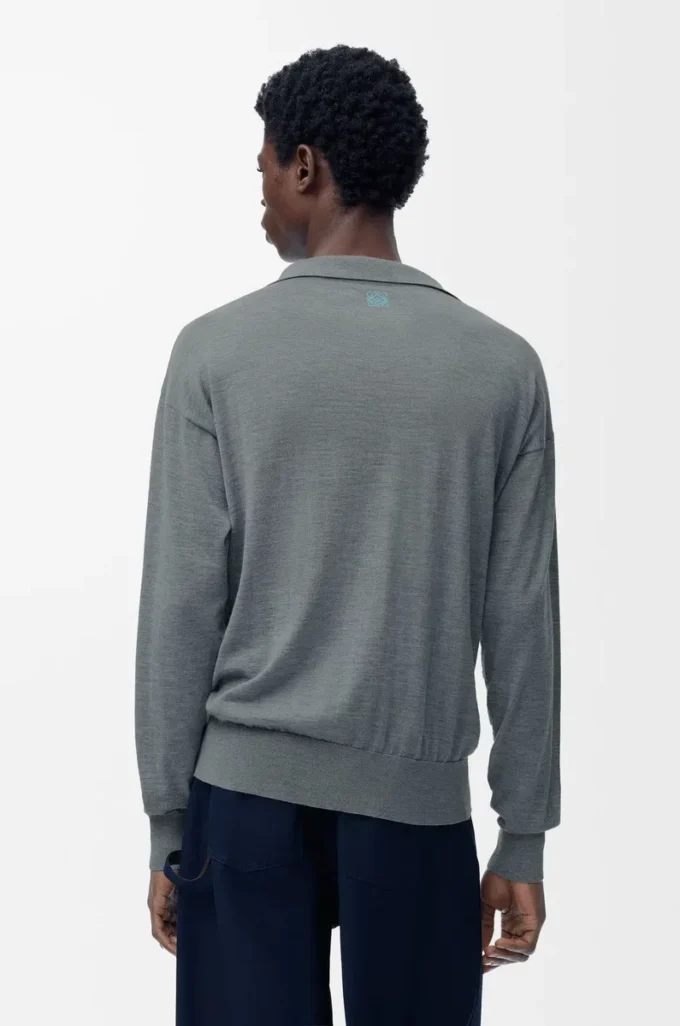 Maglia polo in lana Grigio