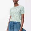 Maglione a maniche corte in misto cotone Bianco/Blu Maglione a maniche corte in misto cotone Bianco/Blu